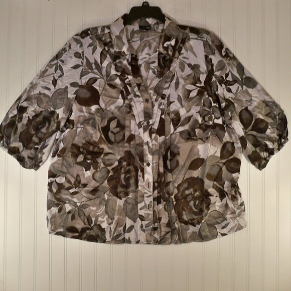 East5TH Woman, Floral Button Up *Shirt, 3X - Picture 2 of 8
